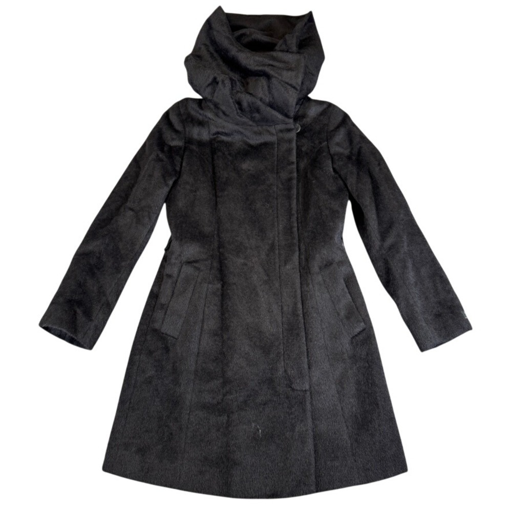NWOT Cole Haan Womens Suri Alpaca Wool Blend Asymmetrical Zip Funnel Neck Coat 6